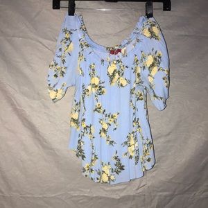 Blue and yellow flowers shirt